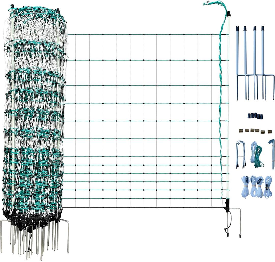 RentACoop Poultry Netting Electric Fence - Electric Poultry Enclosure for Chickens, Ducks, Turkeys - Suitable for 4 Week Old Chickens/Older and Adult Poultry - Energizer Not Included - 168' L x 42" H