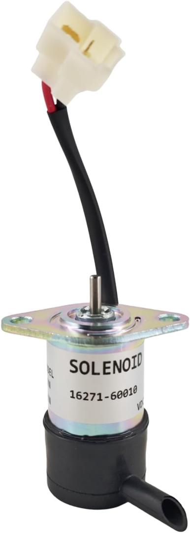 12V Fuel Shut off Solenoid Fits Kubota D1105 D1005 V1505 Engine F2400 FZ2400 FZ2100 ZD25F ZD28 ZD326HL ZD331LP ZD1211 KX41-2 KX61-2 KX71 R310 BX2200D 052600-4151 16271-60010 16271-60012