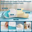 Cervical Pillow for Neck & Shoulder Pain Relief Sleeping - Ergonomic Contour Pillows - Memory Foam Pillow for Side, Back & Stomach Sleepers (Queen Size 25.5"Lx15.5"Wx5.5"H, White Blue)