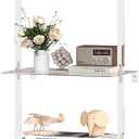 ybaymy Acrylic Ladder Bookshelf, 5Tier Wall Mounted Book Shelf, 70.5" H x 15.5" W x 13.4" D Clear Organizer, Multipurpose Bookcase Display Shelf for Small Spaces, Library, Living Room