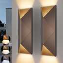 EDISHINE Up Down Modern Outdoor Wall Light, Dimmable LED Outdoor Wall Sconce, 3CCT Front Porch Light, IP65 Waterproof, Exterior Lighting Fixtures, Brown with Gold Spray Finish, 2 Pack