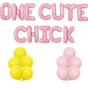 Chicken 1st Birthday Party Decorations This Chick is One Birthday Decor Balloon Banner Barnyard Farm Animal Bday Banner Little Chick Bday Supplies (One Cute Chick)