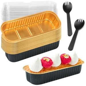 Amazon.com: 20 Pack Mini Loaf Pans with Lids and Spoons,Mini Cake Pans with Lids,Rectangle Aluminum Foil Baking Pans Tins Containers,Disposable Cupcake Baking Cups Muffin Tins for Wedding Birthday Party (Blue): Home & Kitchen