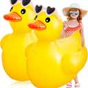 Hungdao 2 Pack 4 Feet Giant Inflatable Duck Huge Rubber Duck Large Blow up Duck Inflatable Duck Pool Float Summer Beach Swimming Pool Party Decoration(Sunglasses)