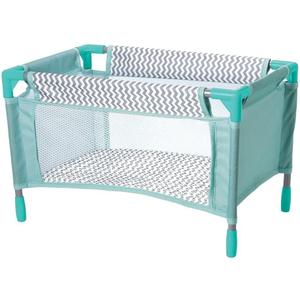 ADORA Zig Zag Baby Doll Playpen Bed Toy & Carry Case, Fits Dolls, Plush Toys, and Stuffed Animals up to 16 Best for Kids Ages 3 and Up (Aqua Green Rods)