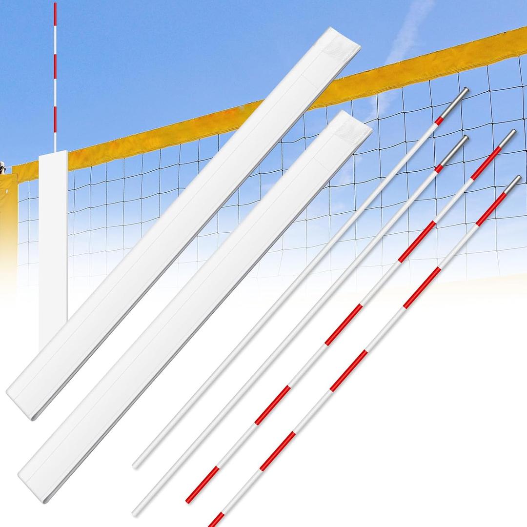 Shappy Volleyball Antenna Pole Set Volleyball Training Equipment Beach Sports Indoor Outdoor Accessories Fiberglass Collapsible Referee Antennae Poles with Sleeve