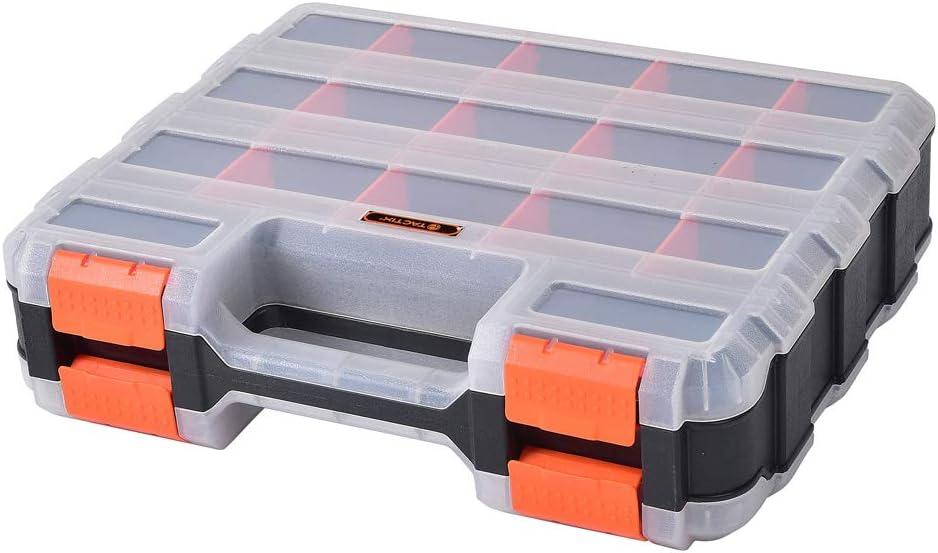 HDX 320028 34-Compartment Double Sided Organizer with Impact Resistant Polymer and Customizable Removable Plastic Dividers,Black/Orange
