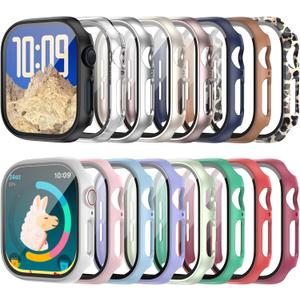 COMMUTER 16 Pack Cases for Apple Watch Series 11/10 46mm Screen Protector, (2025 New) Hard PC Ultra-Thin Protective Face Cover Built-in Tempered Glass Film for iWatch 11/10 46mm