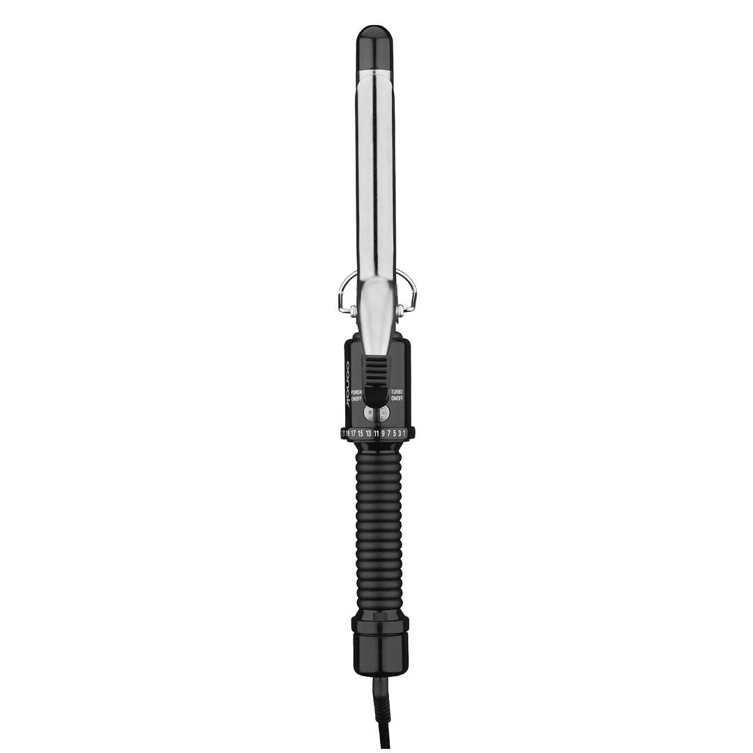 Conair Curling Iron​, Short to Medium Hair, 3/4-in. Barrel, Black/Silver
Hair curler with multi-layer technology for fine, medium, and thick hair, 25 heat settings up to 400°F, and 60-second heat-up
