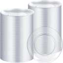 Mimorou 300 Pcs Clear Plastic Dessert Plates 5.5 Inch Disposable Cake Plates Small Party Dishes Bulk Clear Round Dishes for Wedding Dinner Appetizers BBQ Travel Catering Events