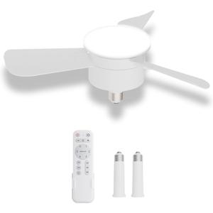 Socket Fan Light, Ceiling Fans with Lights and Remote Control, Powerful Airflow,17 inch E26 Base Quiet Dimmable Ceiling Fans for Bedroom,Bathroom, Kitchen, Living Room,1200 Lumens (3 Blades)