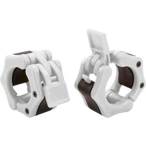 2 Olympic Barbell Clamps - Solid ABS Locking Barbell Collars with Quick Release - for Professional Training Strong Lifts and Olympic Training- Set of 2 (White)