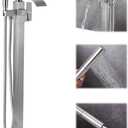 Waterfall Freestanding Bathtub Faucet, Floor Mount Bathroom Tub Filler Bath Shower Faucets with Handheld Sprayer, Brushed Nickel