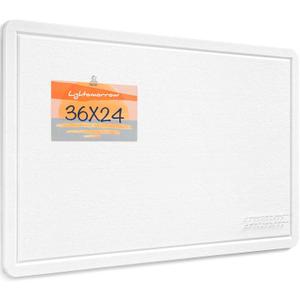 Lightomorrow Bulletin Board, 36 x 24 inches Felt Board - Decorative Pin Board, Cork Board Alternative for Wall, 3' x 2' Foldable Self-Adhesive Vision Board Prayer Board with 20 Pushpins - White
