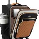 LOVEVOOK Carry On Luggage 22x14x9 Airline Approved,20 Inch Carry On Suitcases with Wheels,Softside Rolling Suitcase with TSA Lock for Women Men,Lightweight Travel luggage (Black/White/Brown-b)