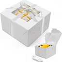 25pcs 8x8x5 Inches Cake Boxes, White Bread Boxes with Windows for Pastries, Cupcakes,Cookies, Pie, Muffins and Donuts