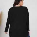 KARALIN Womens Plus Size Tops Fall CrewNeck Waffle Knit Long Sleeve Shirts Side Slits Oversized Sweater Pullover (Black, XXL)