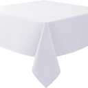 Biscaynebay Textured Fabric Square Tablecloths 60x60 Inches, White Water Resistant Table Cloth Small Card Folding Table Covers Linen for Dining, Kitchen, Wedding and Parties etc. Machine Washable