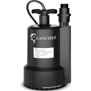Lanchez Sump Pump, 1/2 HP 2450GPH Submersible Water Pump, Utility Pump Thermoplastic Portable Electric Transfer Pump for Hot Tub Swimming Pool Basement Garden Pond Tubs Draining with 10FT Cord
