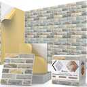 12Pack Acoustic Panels, Self-Adhesive 3D Brick Pattern Sound Proof Panels for Walls, Decorative Sound Dampening Wall Panels for Recording Studios, Offices, Home, 12"12"0.4", Stone