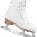 LEVYTEMP Women's/ Girls Figure Ice Skates - Youth White Figure Skating Shoes with Two Insoles - Comfortable, Safe Indoor Outdoor Rink Size US 5