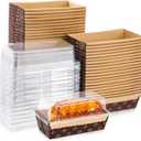 Sabary 50 Pcs Paper Baking Loaf Pan with Lids Disposable Paper Pans Mold for Christmas Winter Birthday Cake Bread Bakery Holiday Gifts(5.91 x 2.48 x 1.94 Inches)