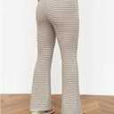 Floerns Women's Casual Striped Pants Bell Leg Tie Front Low Rise Travel Knit Pants, M