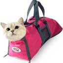 Cinf Cat Nail Clipping Cleaning Grooming Restraint Bag No Scratching Biting for Bathing Nail Trimming Injecting Examining(Rose Red, M)