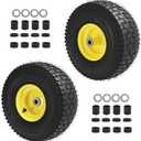 15x6.00-6 Lawn Mower Tires, Yellow Wheel,15x6-6 Front Tire -3" Offset Hub,3/4" Bushing Replacement for Craftsman/John Deere/Cub Cadet Riding Mowers,4 Ply Tubeless (2 PACK)