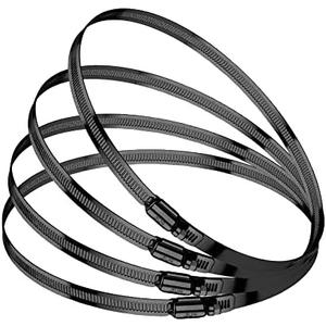BOTTEN 4 pcs Black Hose Clamp,6-7 Inch(155-178mm)304 Hose Clamps Stainless Steel Adjustable Worm Gear Hose Clamps Assortment Kit,radiator hose clamps fuel line clamps
