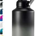 Fijinhom Insulated Gallon Jug, Large 128oz Stainless Steel Insulated Water Bottles with Handle, Leak proof, Double-Wall Vacuum Insulation for Construction Sites, Camping and Hiking, Black&Grey