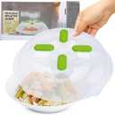 HOVER COVER Magnetic Microwave Cover for Food | Clear Microwave Splatter Cover | Microwave Plate Cover with Steam Vents | Food Grade Dish Cover | BPA-Free | Dishwasher Safe | Green