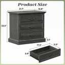 Huuger Nightstand with Charging Station, 3 Drawer Night Stand, 22 Inch Wider Side Table with Storage, Farmhouse Nightstand with Vintage Handles, Thicken Base, for Bedroom, Black