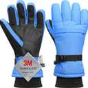 Cold Weather Snow Work Gloves - Heavy-Duty, Insulated, Windproof and Waterproof Gloves for Auto Repair and Outdoor Labor (Small, Blue)