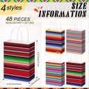 Motipuns 48 Pcs Mexican Party Favor Bags Cinco De Mayo Paper Gifts Bags with Handle Mexico Goodie Gift Bag for Birthday Baby Shower Bridal Mexican Theme Party Favor Supplies, 4 Styles