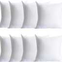 Plush and Durable Throw Pillow Inserts - 18 x 18 inches Set of 8, Hypoallergenic Polyester Fiber Fill - Perfect for Decorative Cushion Covers, Sofa and Bed Accent