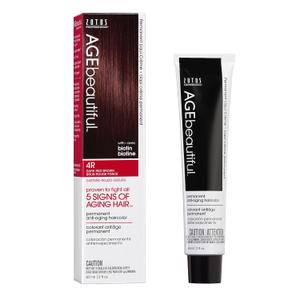 AGE beautiful Permanent Hair Color Dye Liqui Creme | 100% Gray Coverage | Anti-Aging Hair color | Biotin for Thicker, Fuller Hair | Professional Salon Coloring (4R Dark Red Brown)
