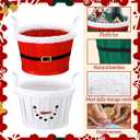 Youyole 4 Pieces Christmas Basket for Gifts Woven Bamboo Xmas Round Gingerbread Basket Small Santa Claus for Christmas Party Supplies Gift Snack Storage(Tall and Handle)