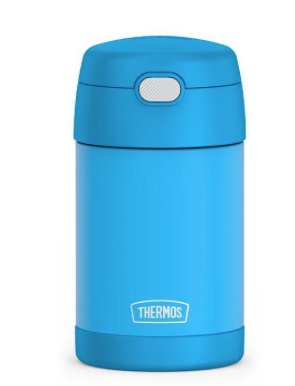 THERMOS FUNTAINER Insulated Food Jar, 16 Ounce, Kid Friendly Thermos Food Jar with Foldable Spoon, Denim Blue (16 Ounces, Blue)