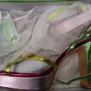 sun gurg Strappy Platform High Heels Women Chunky Sandals,Metallic Pink,8.5 (Green)