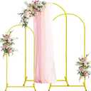 Arch Backdrop Stand Set of 3, Gold Wedding Arch Stand 7.2FT & 6.6FT & 6FT Metal Arched Backdrop Stand for Birthday Party Wedding Party Decoration