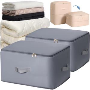 Upgraded Thickened 2 Pack Compression Bags for Storage,Ultra Space Saving Self Compression Organizer Bags,Sweater Organizer for Closet,Clothes Storage Bag (Gray,2 Pack,X-Large)