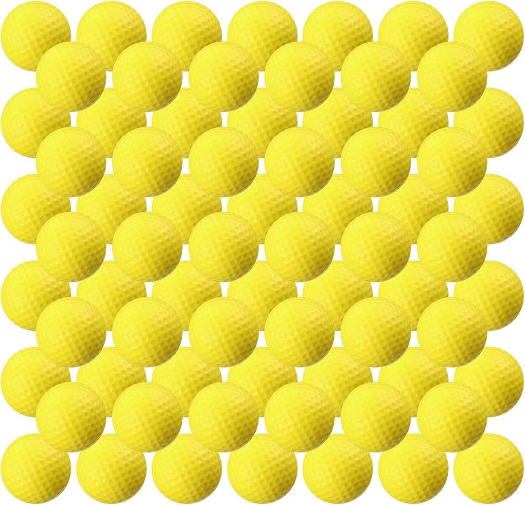 Junkin 80 Pcs Foam Golf Balls Rubber Practice Balls Realistic Feel and Flight Sport Training for Indoor or Outdoor Backyard Golf Training (Yellow)