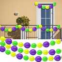 120 Pcs Mardi Gras Link Balloons Float Decor Bead Garland, 12 Inch and 6 Inch Latex Link Balloon Purple Yellow Green Linking Linkable for Mardi Gras Party Decoration Supplies