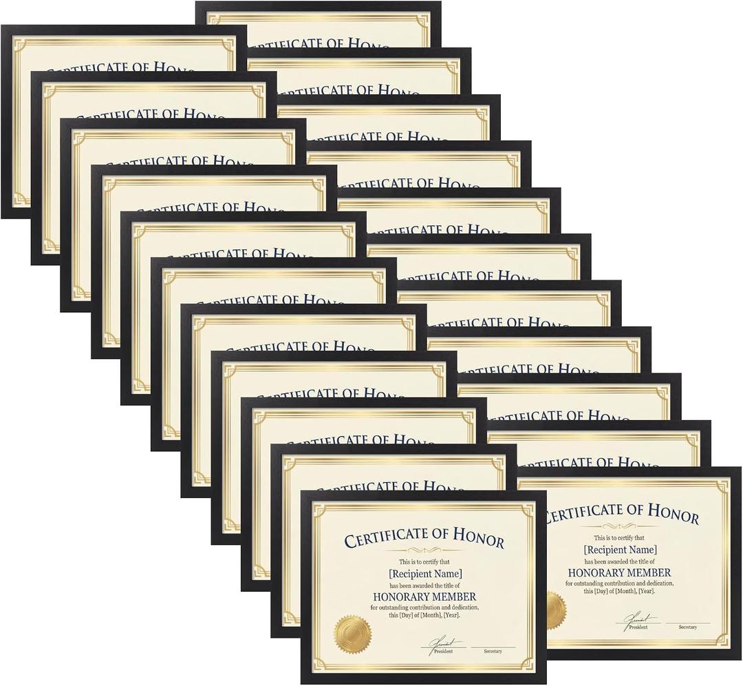 Edenseelake 8.5 x 11 Picture Frame Set of 22, Black 8.5 x 11 Certificate Frame Bulk for Award Document Diploma, Wall or Tabletop Display