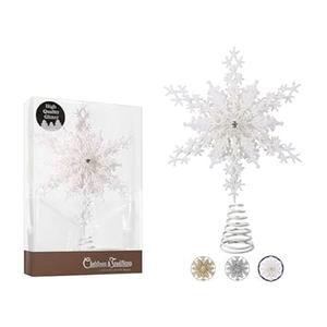 Christmas Traditions 8 inch Iridescent Glittered Multi-Layers Star Snowflake Tree Topper Star Home Decor/ Table/ Shelf Ornaments (Iridescent)