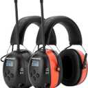 PROHEAR 033 2.0 Bluetooth Hearing Protection Headphones with AM/FM Radio - 31 SNR Noise Reduction Ear Muffs, 50Hrs Rechargeable Battery, 2 Pack for Mowing, Snowblowing, Outdoor Use - Black and Orange