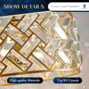 Gold Crystal Chandelier 4-Light, 12" Modern Drum Pendant Light, Small Semi Flush Mount Ceiling Light Fixture for Foyer, Entryway, Kitchen Island, Dining Room, Bedroom, Hallway