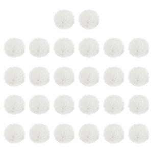 PATIKIL 1.2 Inch Faux Fur Pom Poms for Hats, 26 Pcs Soft Faux Rabbit Fur Small Fluffy Pompom Balls with Elastic Loop for DIY Crafts Keychains Removable Knitting Accessories, White