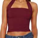 TiulZial Women Sexy Halter Neck Backless Tank Top Open Back Sleeveless Slim Fit Y2k Summer Tops (Red, M)